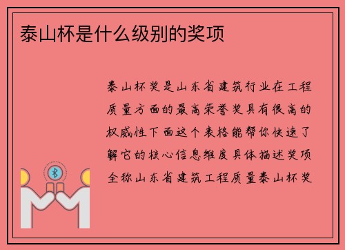 泰山杯是什么级别的奖项